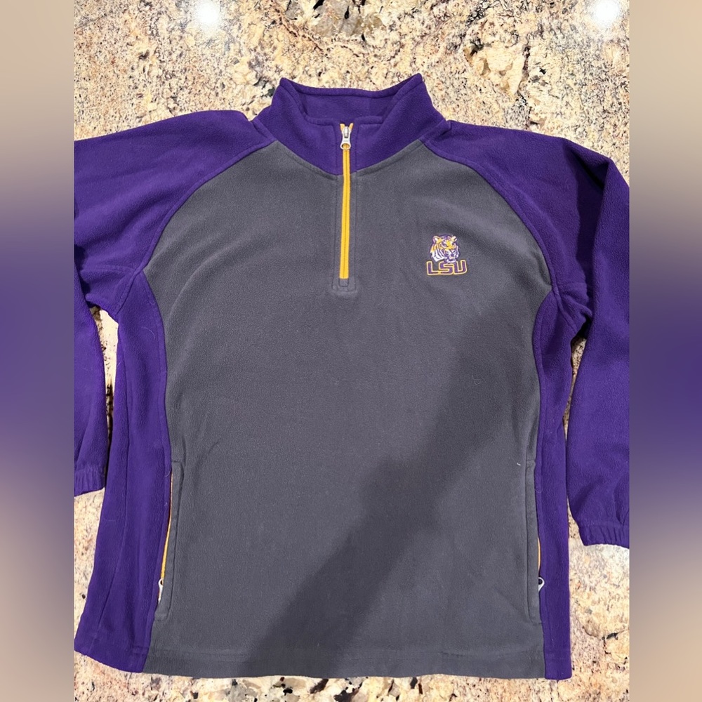 Kids LSU half zip fleece sweater shirt sz. 12-14 L